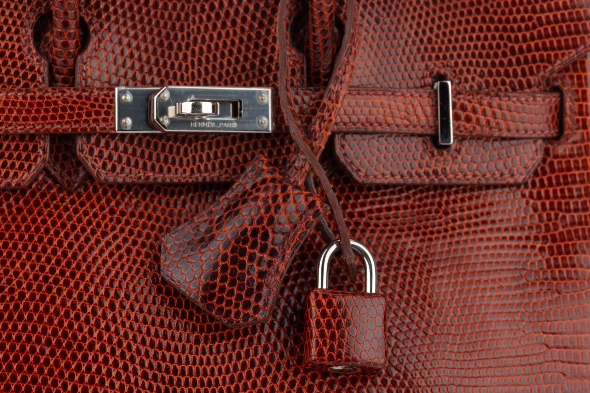Hermès Birkin 25 Brique Lizard Palladium For Sale 1