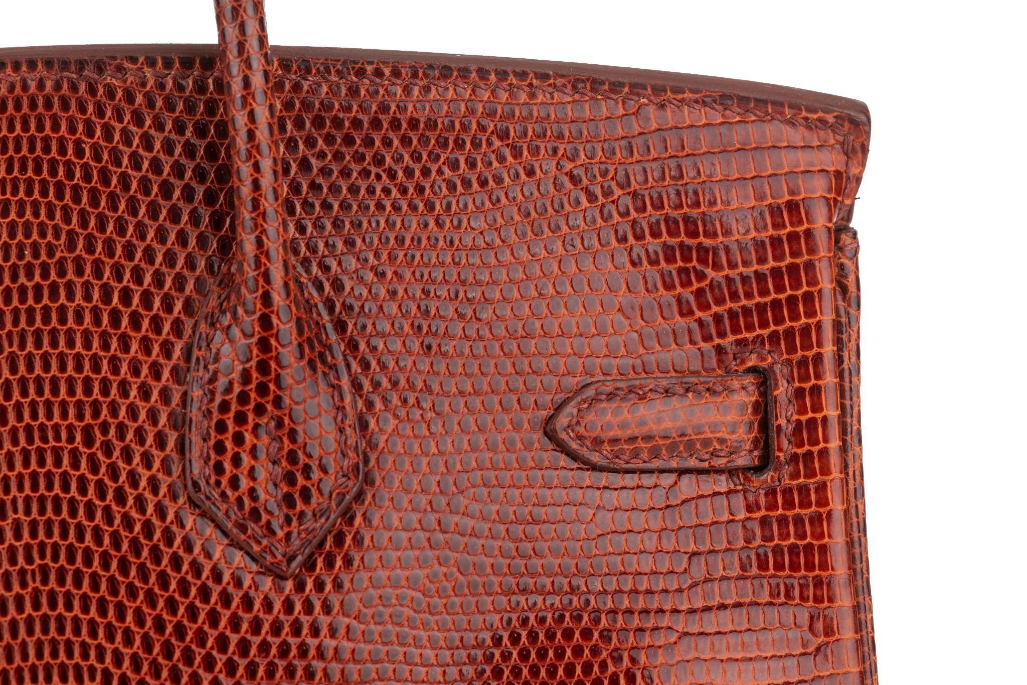Hermès Birkin 25 Brique Lizard Palladium For Sale 3