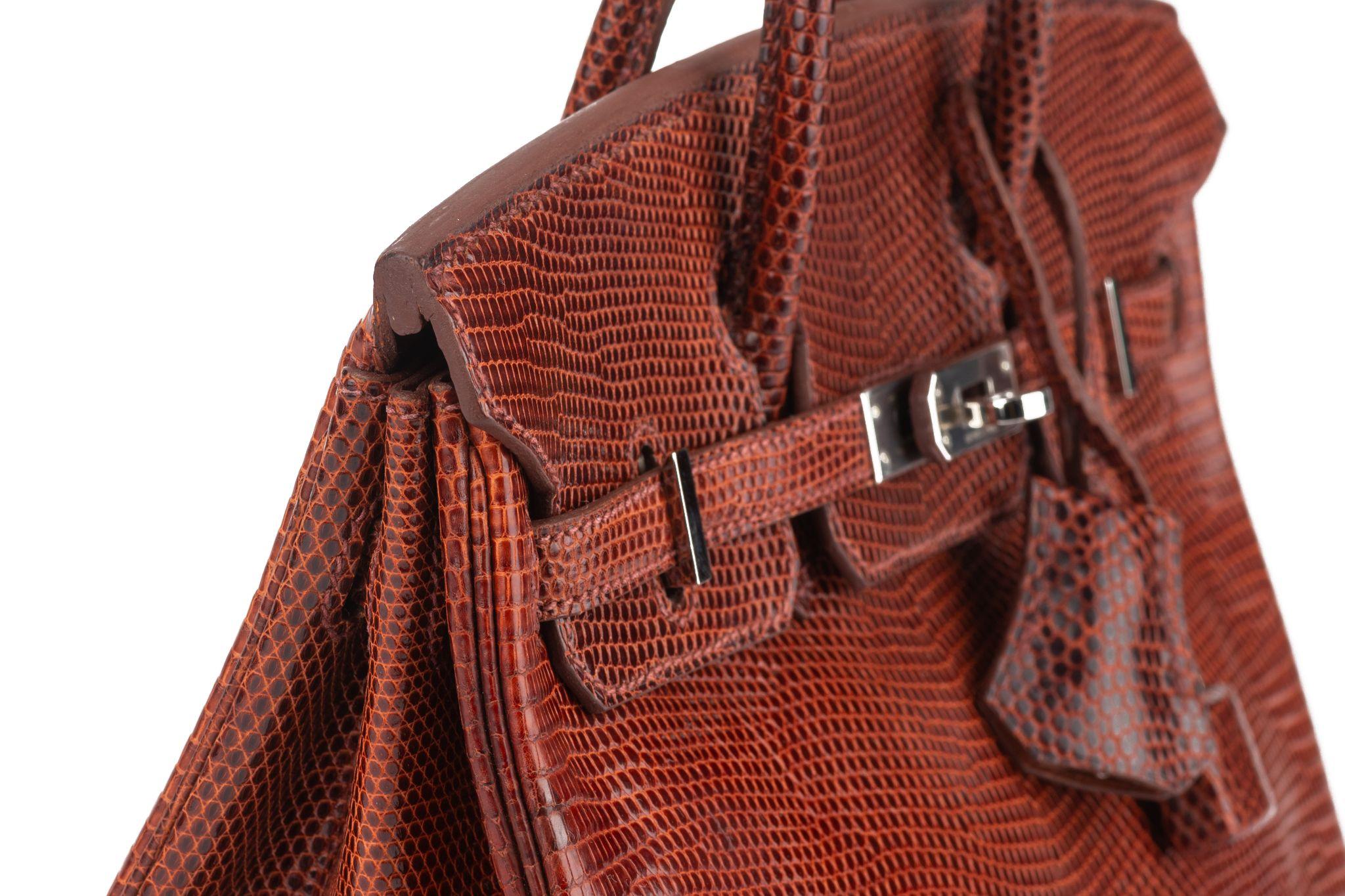 Hermès Birkin 25 Brique Lizard Palladium For Sale 4