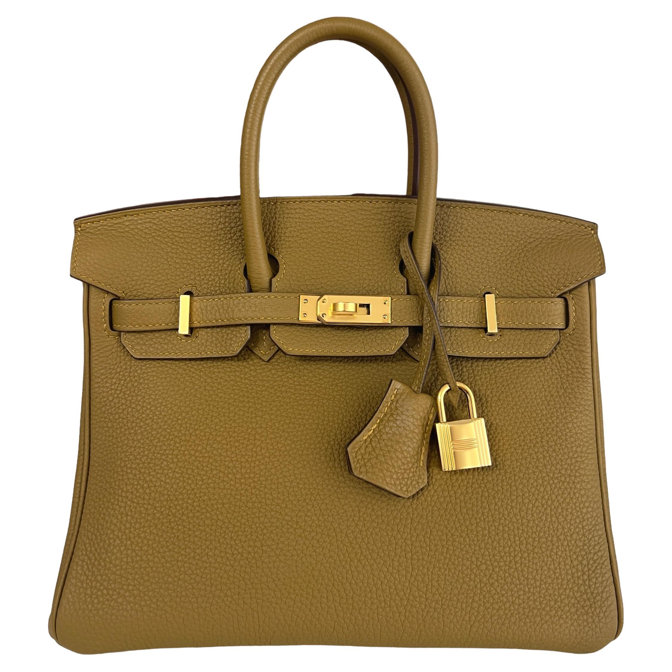 Hermes Birkin 25 Bronze Dore Togo Leather Handbag Bag Gold Hardware RARE For Sale