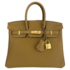 Hermes Birkin 25 Bronze Dore Togo Leather Handbag Bag Gold Hardware RARE