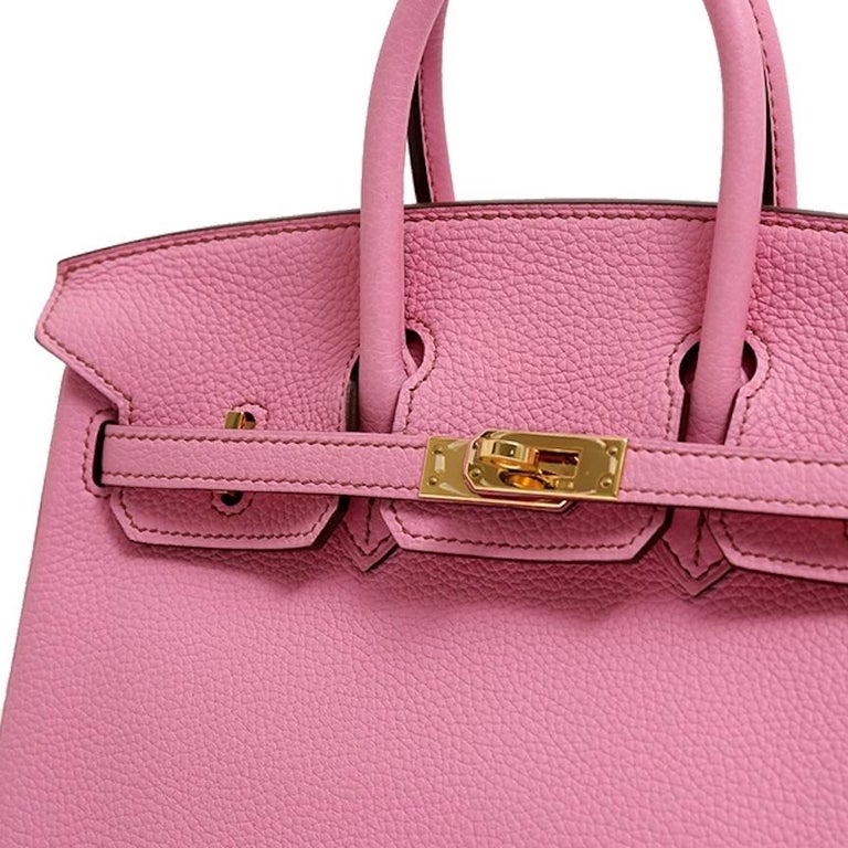 Hermes Birkin 25 Bubblegum Light Pink Gold Top Handle Tote Shoulder Bag For Sale at 1stdibs