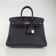 Hermès Birkin 25 Caban Togo Black Rose Gold Hardware