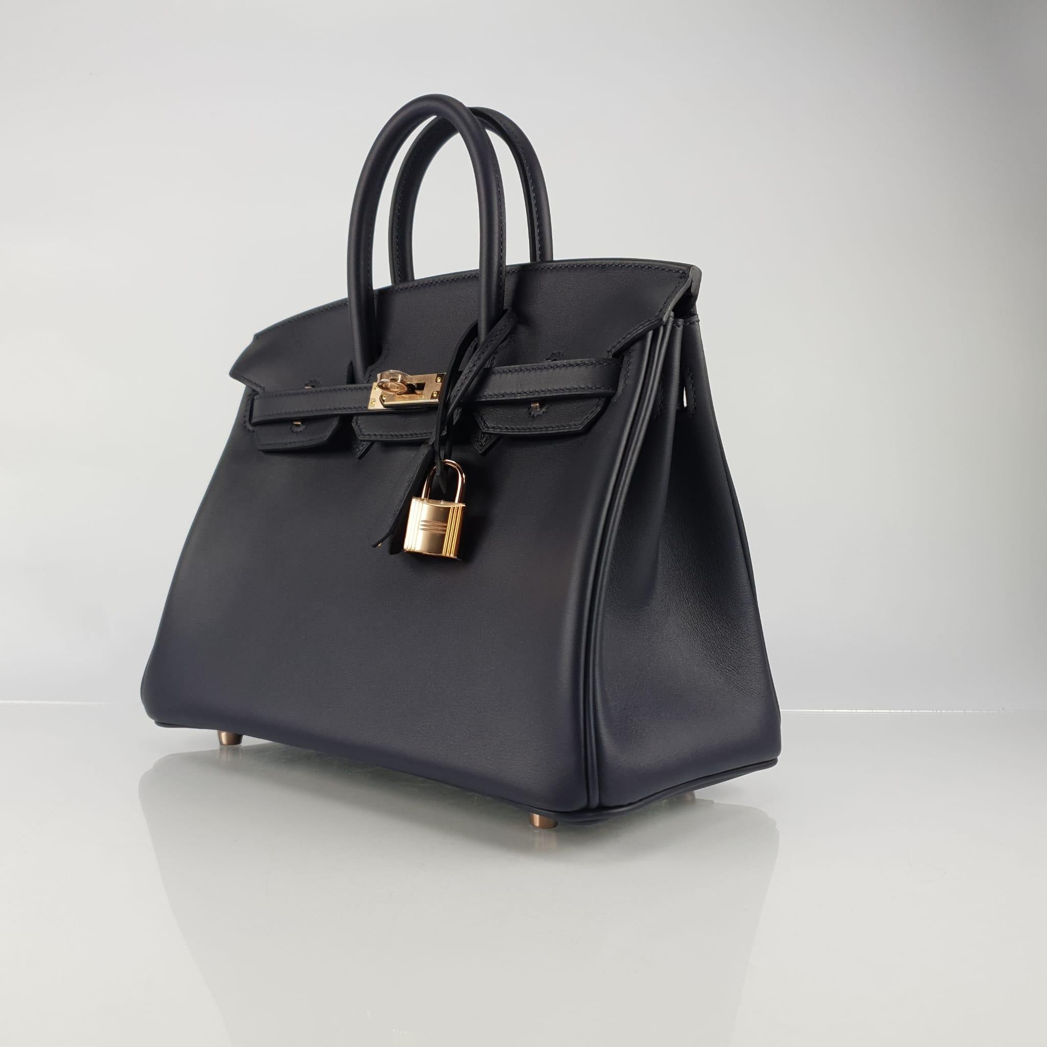 Hermès Birkin 25 Caban Togo Black Rose Gold Hardware In New Condition In Nicosia, CY