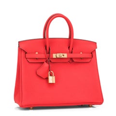 Hermes Birkin 25 Capucine Orange Red Gold Hardware