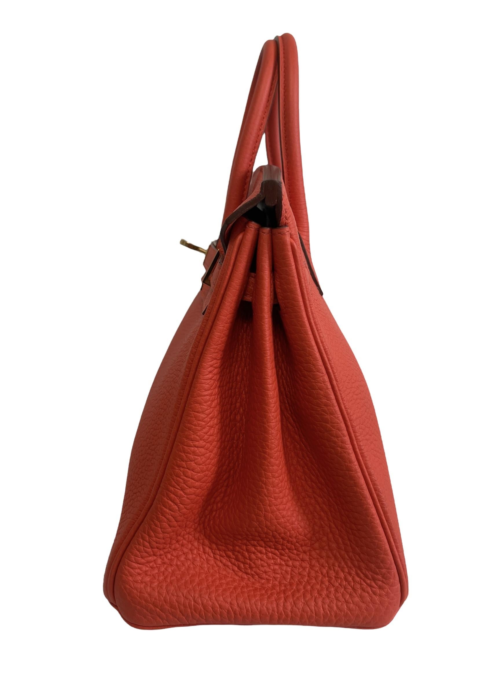 Hermes Birkin 25 Capucine Orange Red Leather Gold Hardware Satchel 1