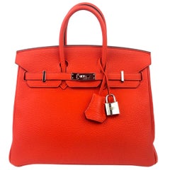 Hermes Birkin 25 Capucine Orange Red Palladium Hardware 2016