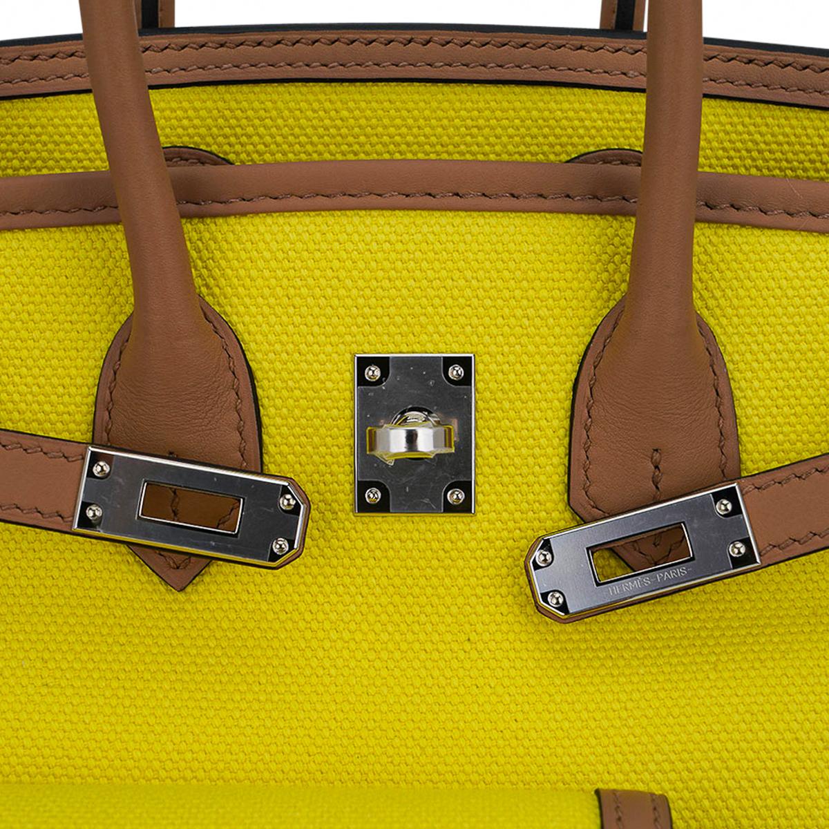 Hermes Birkin 25 Cargo Jaune Citron Toile Goeland Chai Swift Ledertasche Limited 4