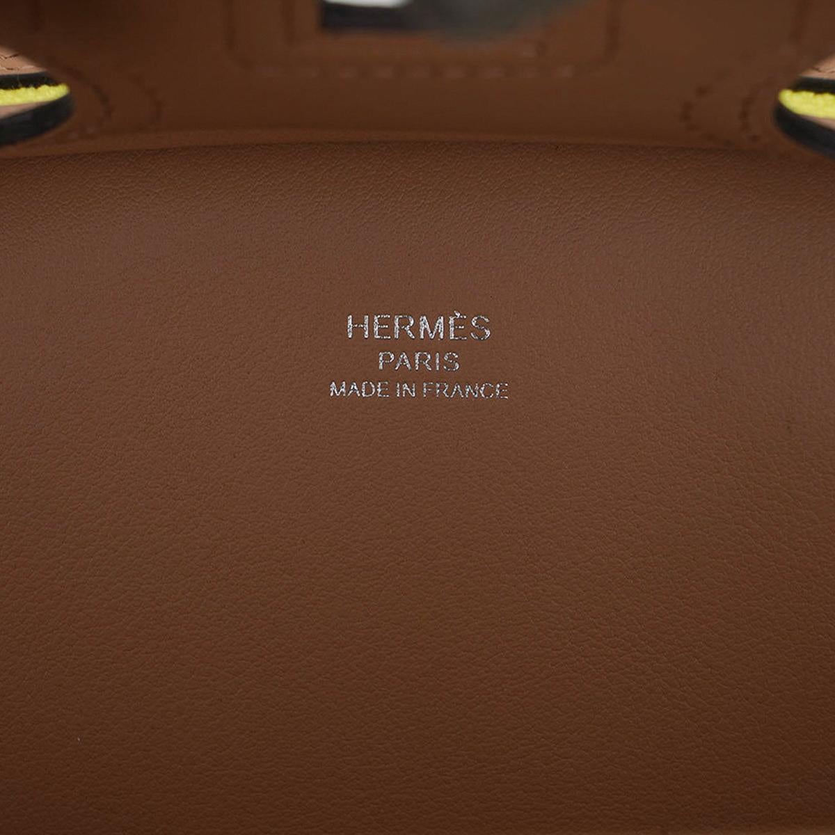 Hermes Birkin 25 Cargo Jaune Citron Toile Goeland Chai Swift Leather Bag Limited For Sale 7