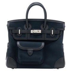 Hermes Birkin 25 CARGO TOILE GOELAND/SWIFT BLACK GHW STAMP U
