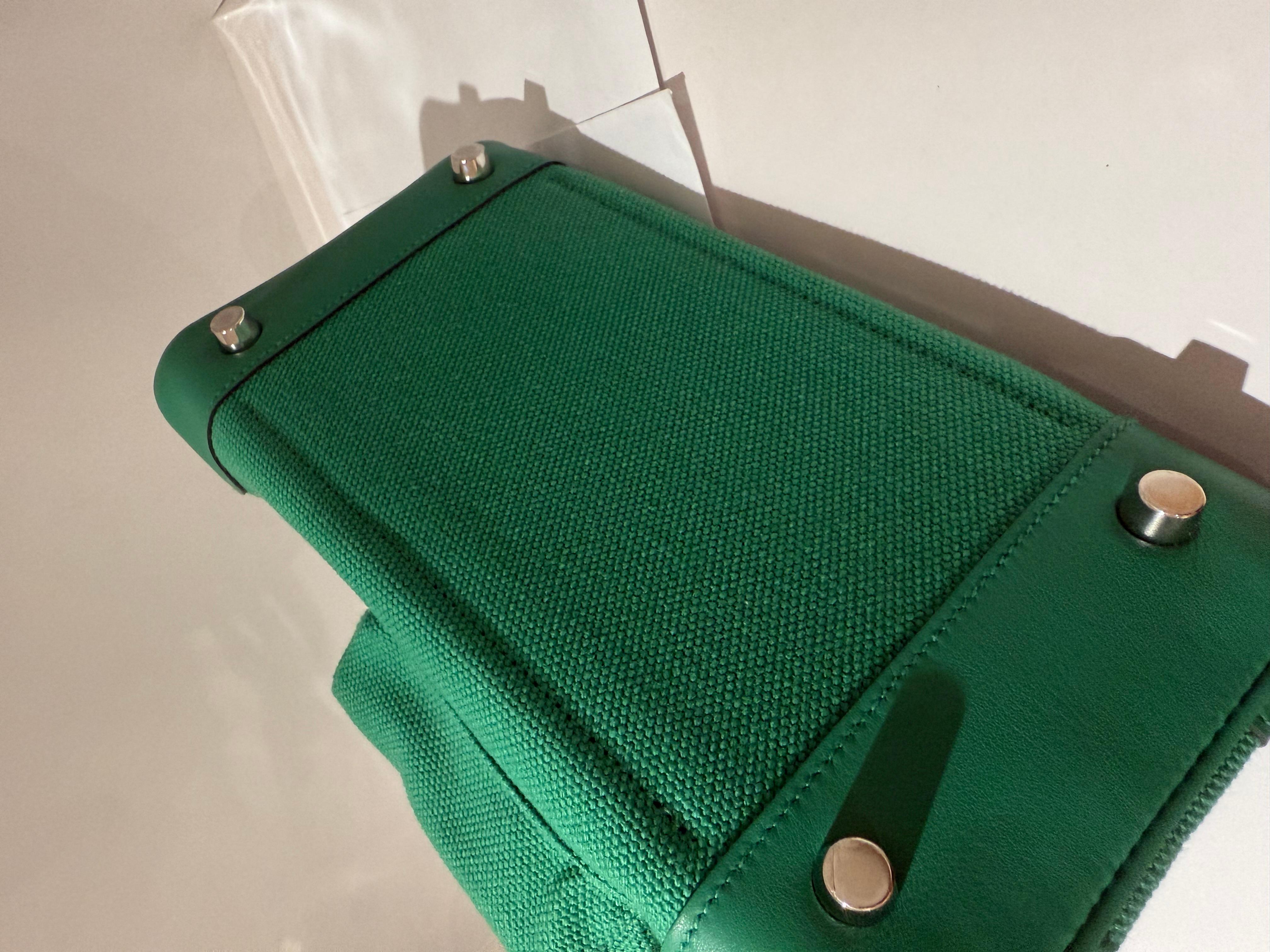 Hermes Birkin 25 Cargo Vert Vertigo palladium sac à main en vente 2