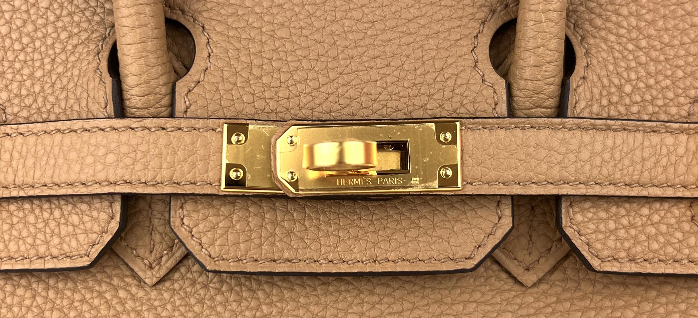Women's or Men's Hermes Birkin 25 Chai Tan Togo Leather Handbag Gold Hardware NEW