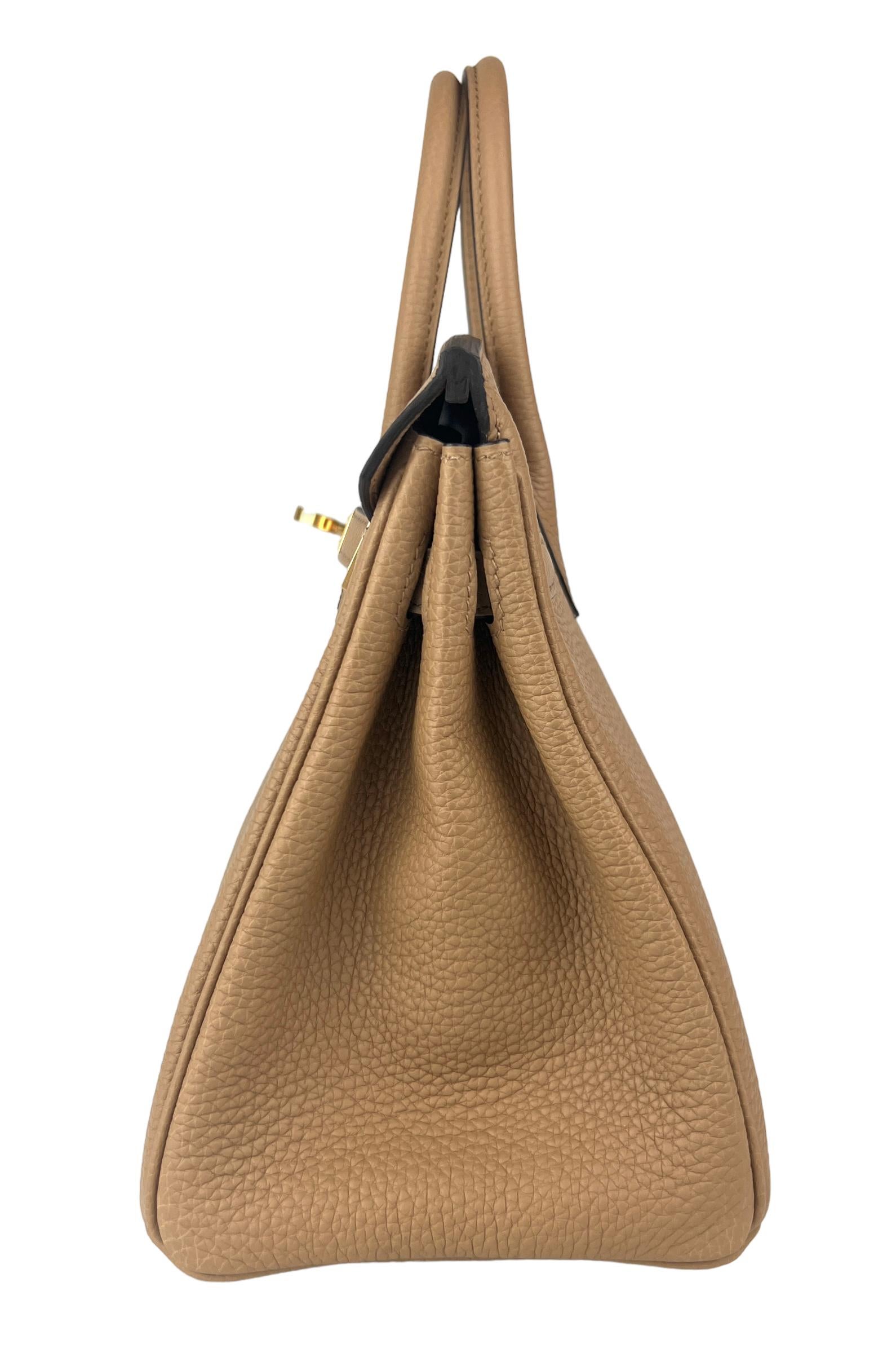 Hermes Birkin 25 Chai Tan Togo Leather Handbag Gold Hardware NEW 3