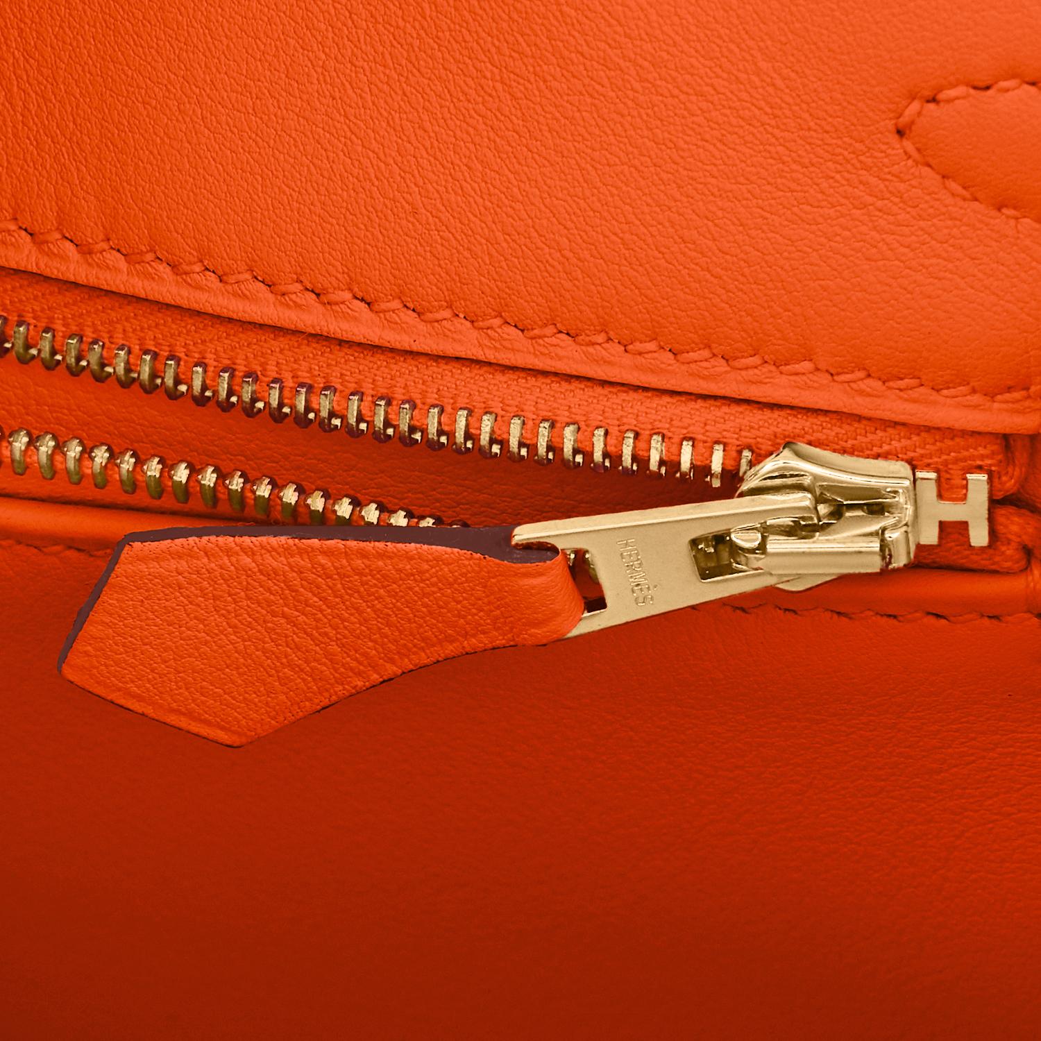 Hermes Birkin 25 Classic Hermes Orange Gold Hardware Bag RARE NEW 4