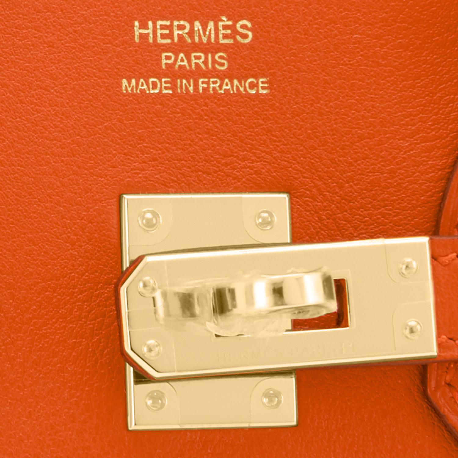 Hermes Birkin 25 Classic Hermes Orange Gold Hardware Bag RARE NEW 5