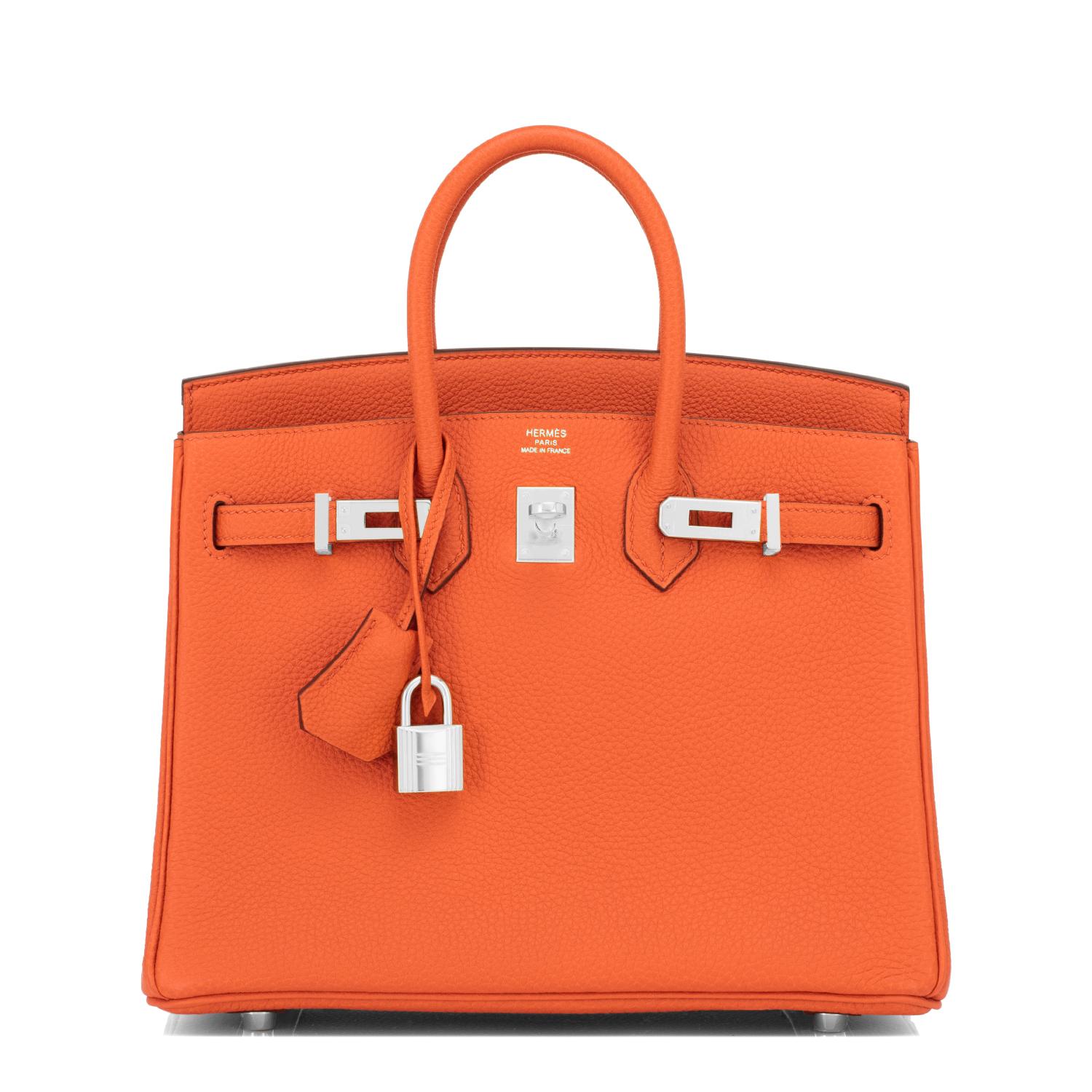 Hermes Birkin 25 Classic Orange Palladium Hardware Bag ULTRA RARE U Stamp, 2022 In New Condition In New York, NY
