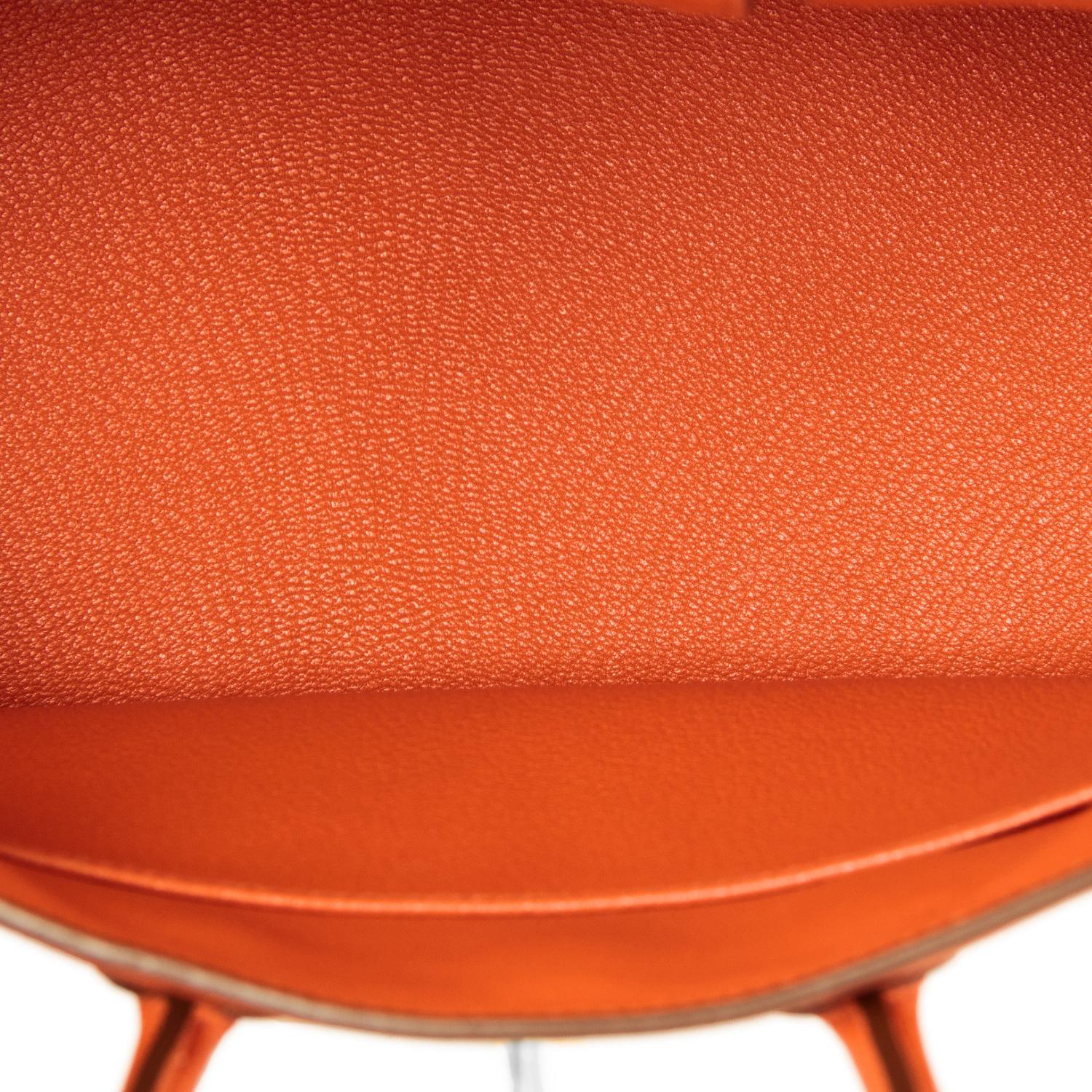 Hermes Birkin 25 Classic Orange Palladium Hardware Bag ULTRA RARE W Stamp, 2024 For Sale 4