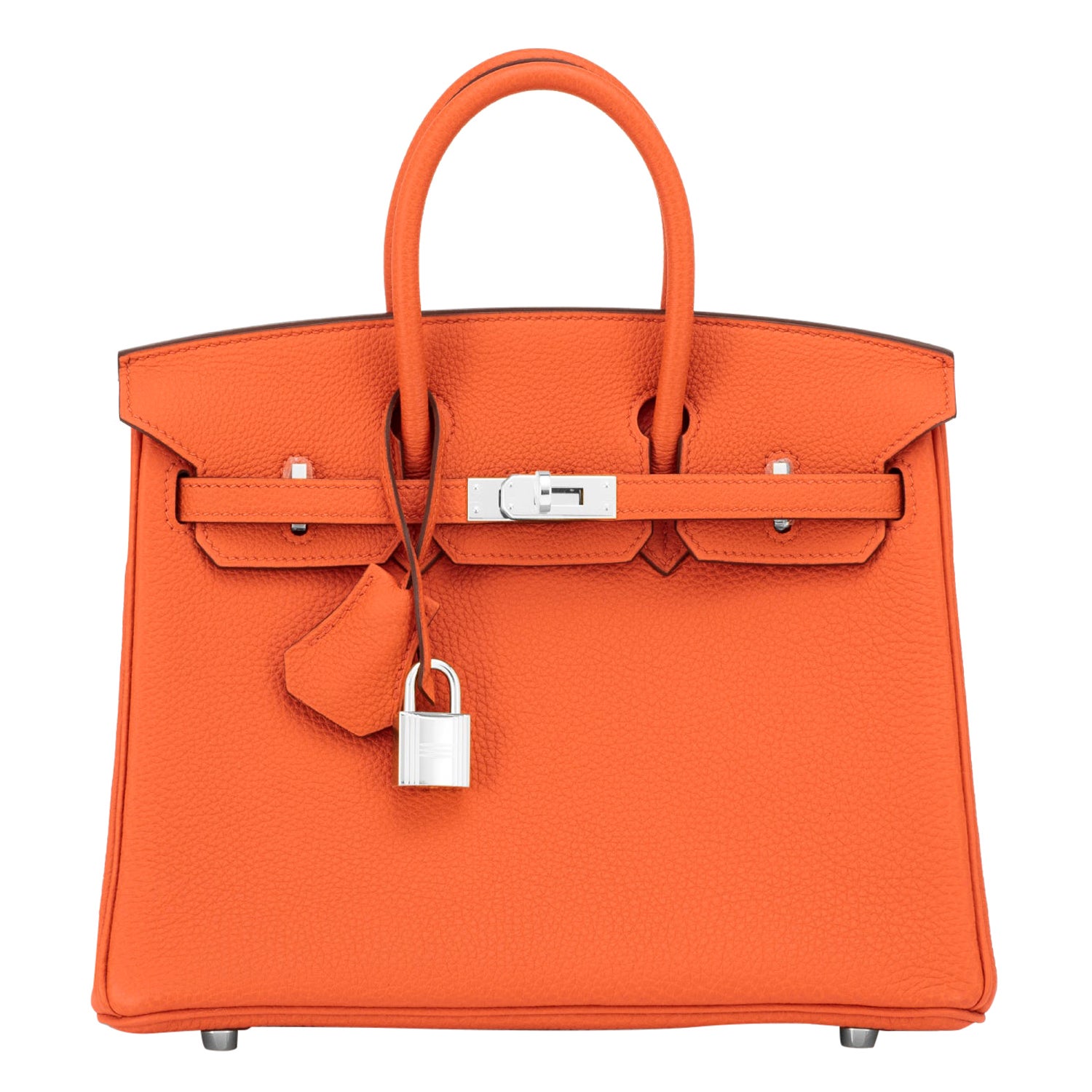 Hermes Birkin 25 Classic Orange Palladium Hardware Bag ULTRA RARE W Stamp, 2024 For Sale