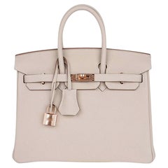 Hermes Birkin 25 Craie Herraje Oro Rosa Piel de Togo