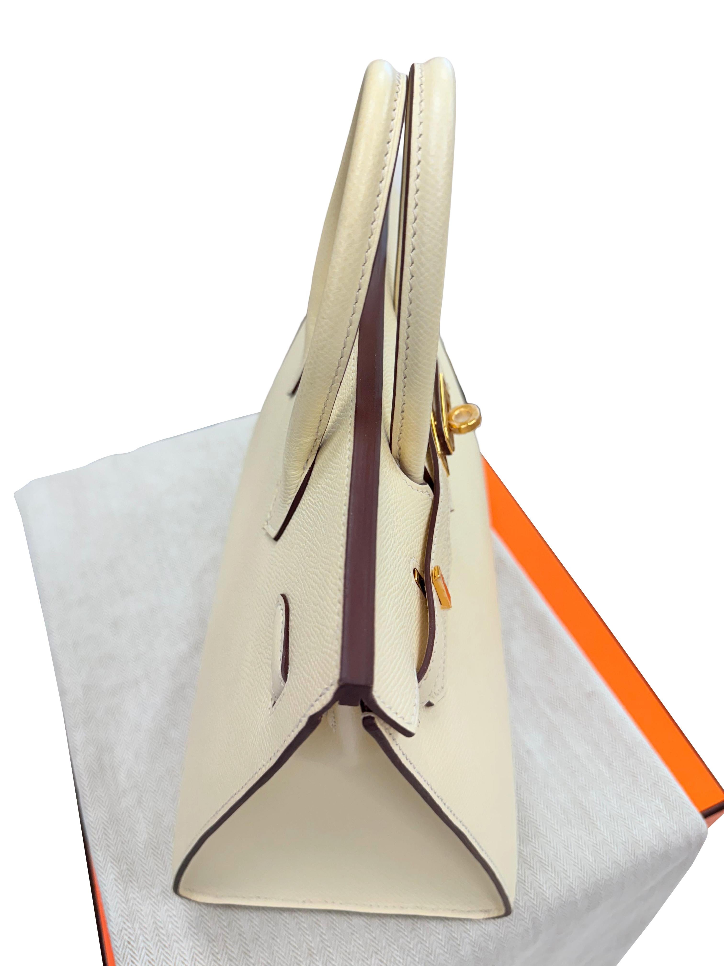 Hermes Birkin 25 Craie Togo Leder Gold Hardware Handtasche im Angebot 6