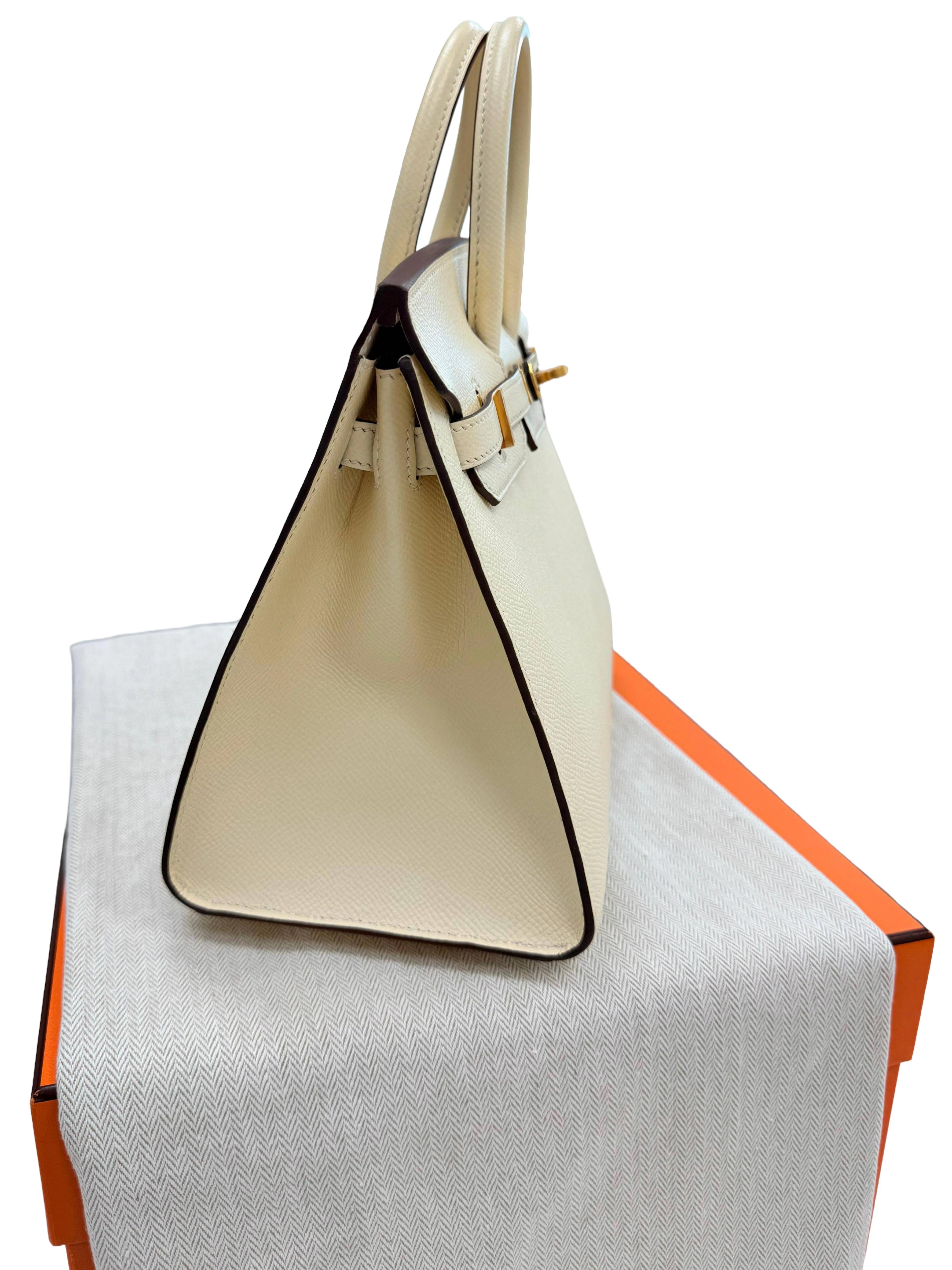 Hermes Birkin 25 Craie Togo Leder Gold Hardware Handtasche im Angebot 7