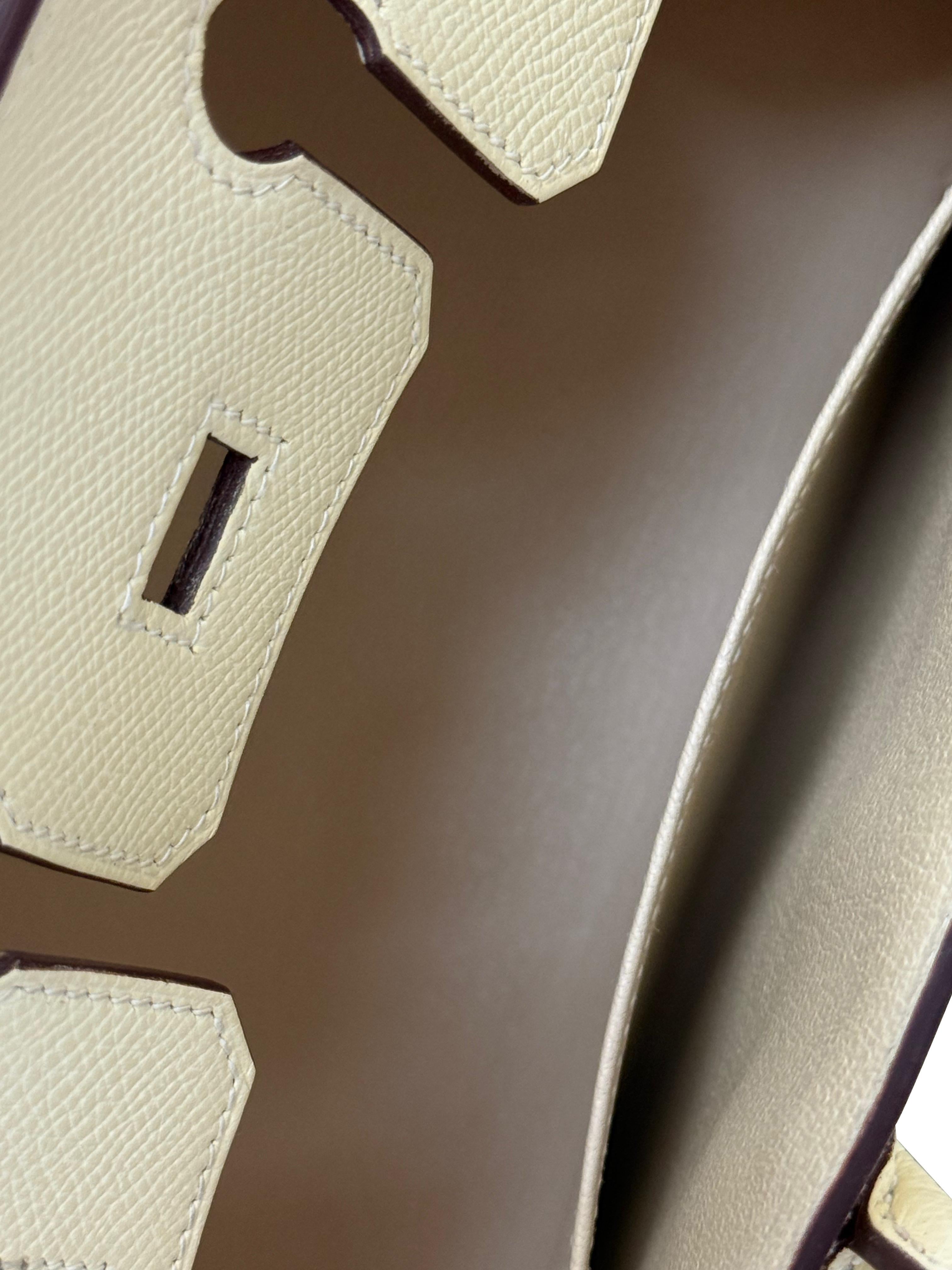 Hermes Birkin 25 Craie Togo Leder Gold Hardware Handtasche im Angebot 11