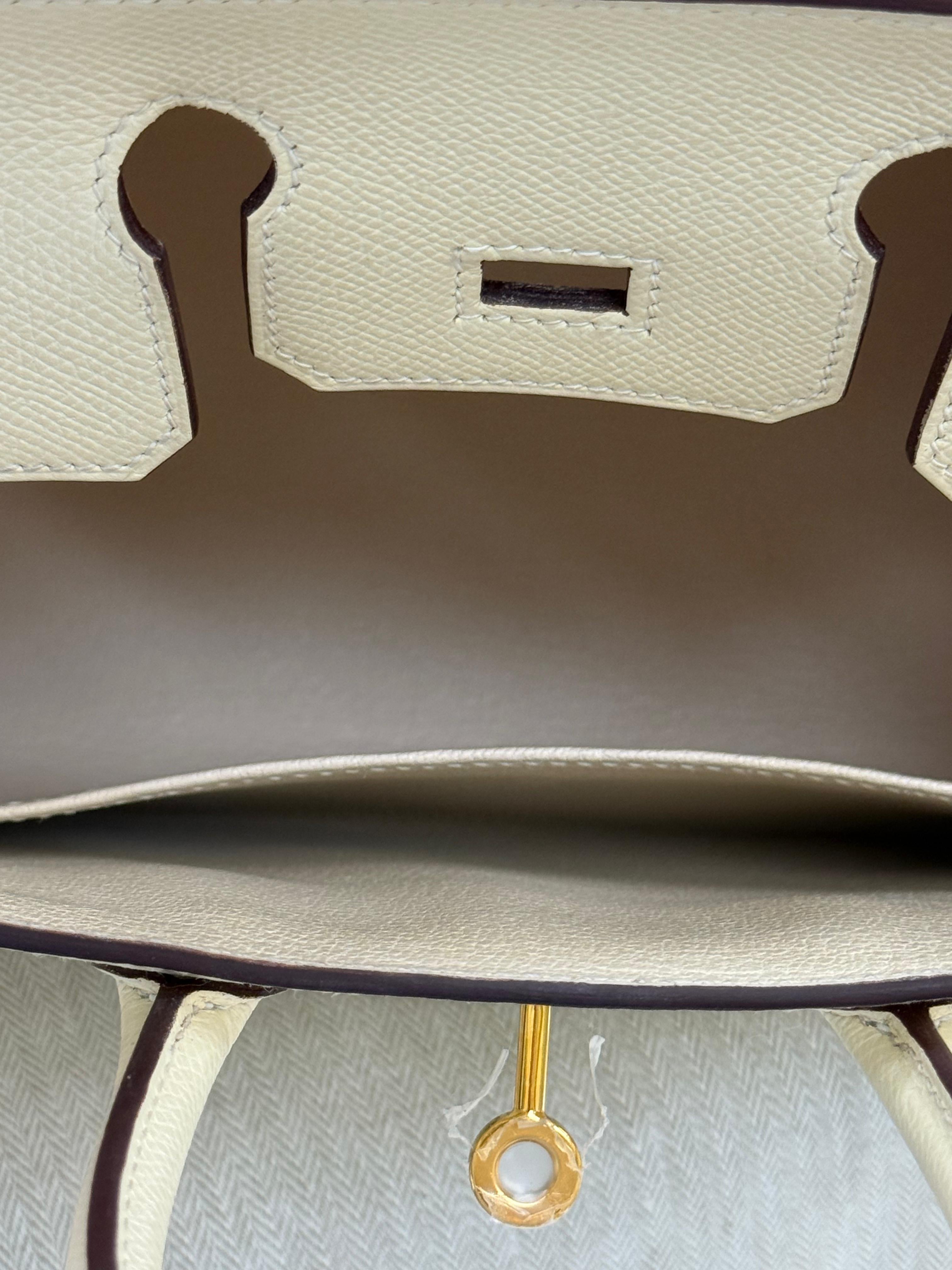 Hermes Birkin 25 Craie Togo Leder Gold Hardware Handtasche im Angebot 12