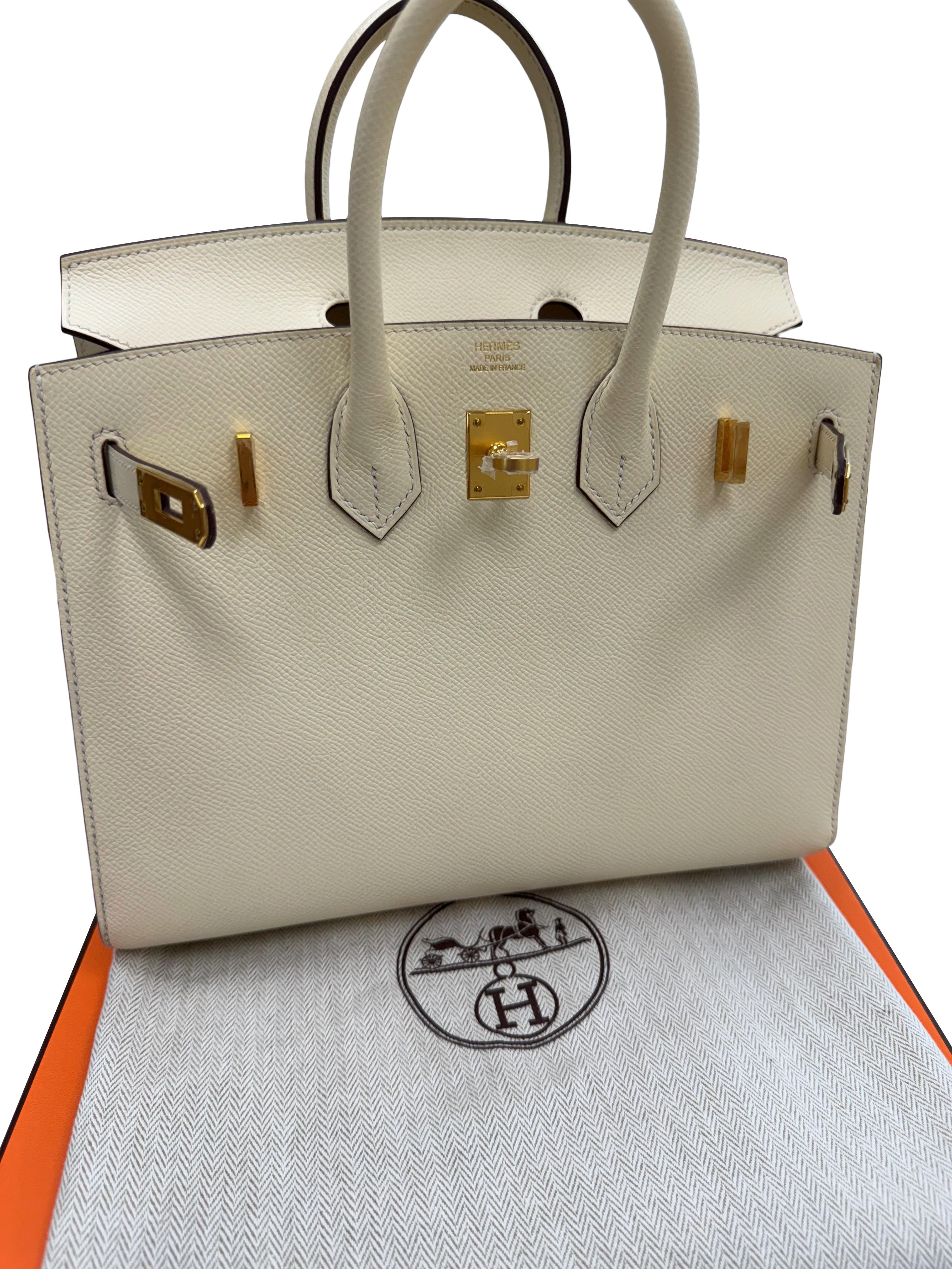 Hermes Birkin 25 Craie Togo Leder Gold Hardware Handtasche im Angebot 4