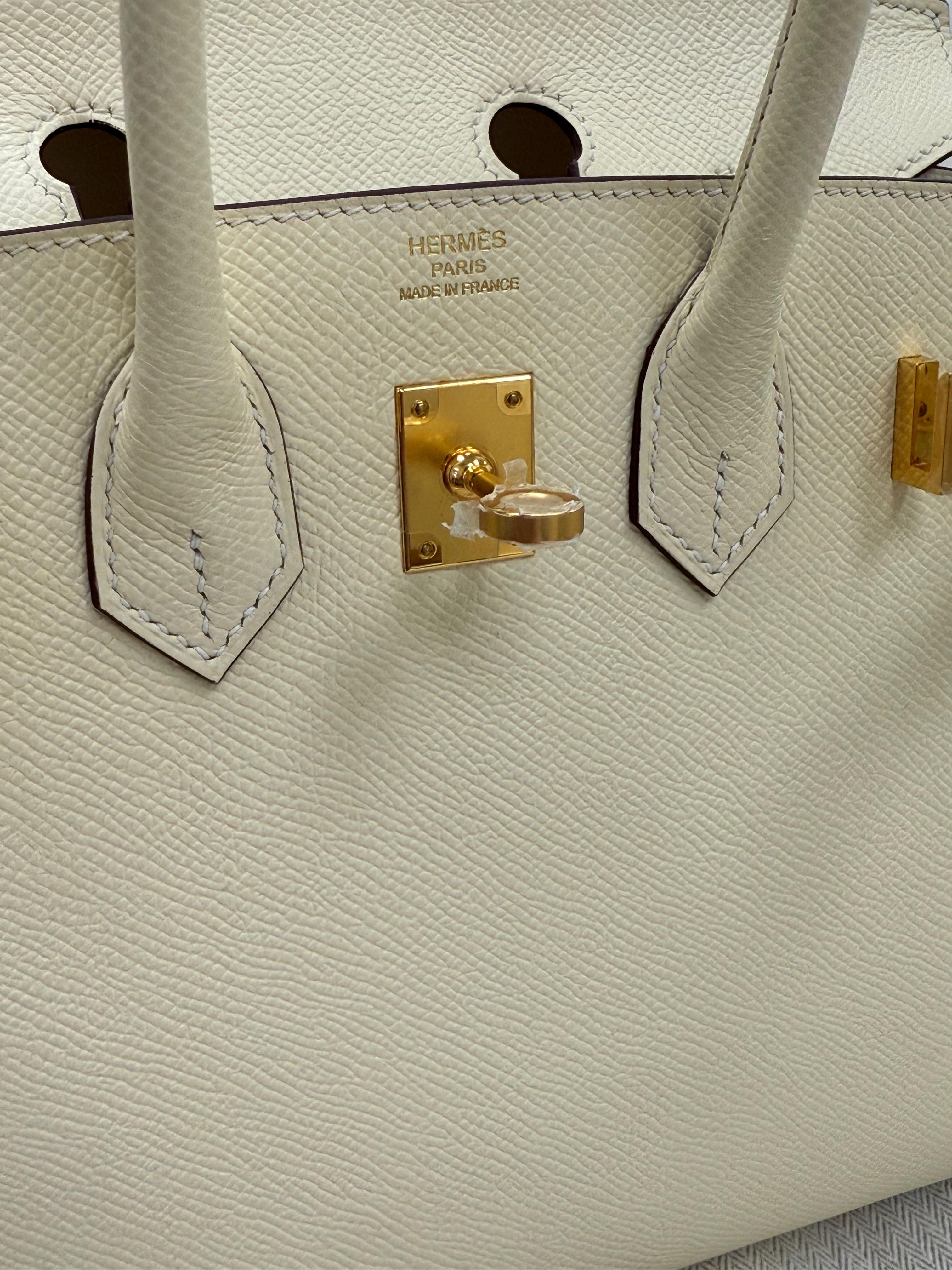 Hermes Birkin 25 Craie Togo Leder Gold Hardware Handtasche im Angebot 5