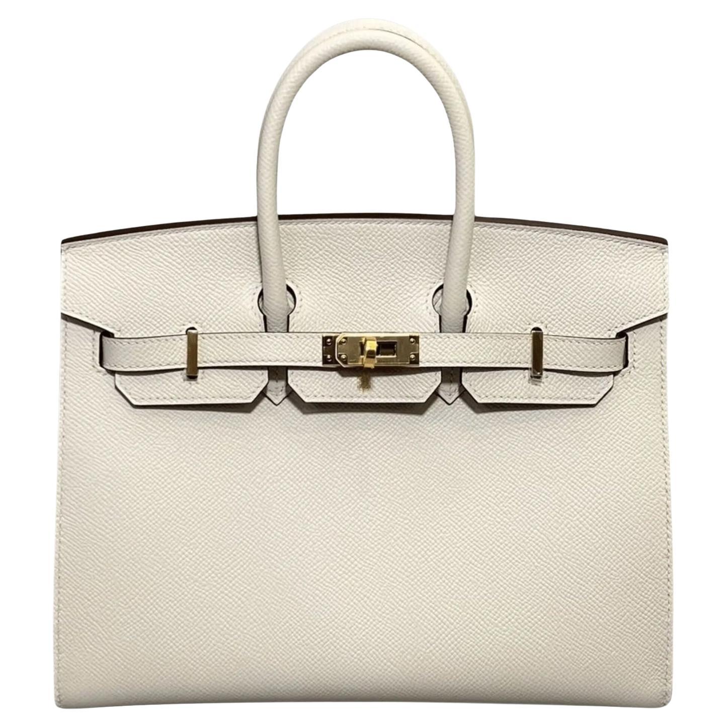 Hermes Birkin 25 Craie Bolso de piel Togo Herrajes dorados