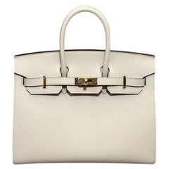 Hermes Birkin 25 Craie Togo Leather Gold Hardware Handbag
