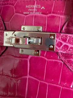 Hermès Birkin 25 Crocodile Porosus Lisse Rose Mexiko Palladium Hardware