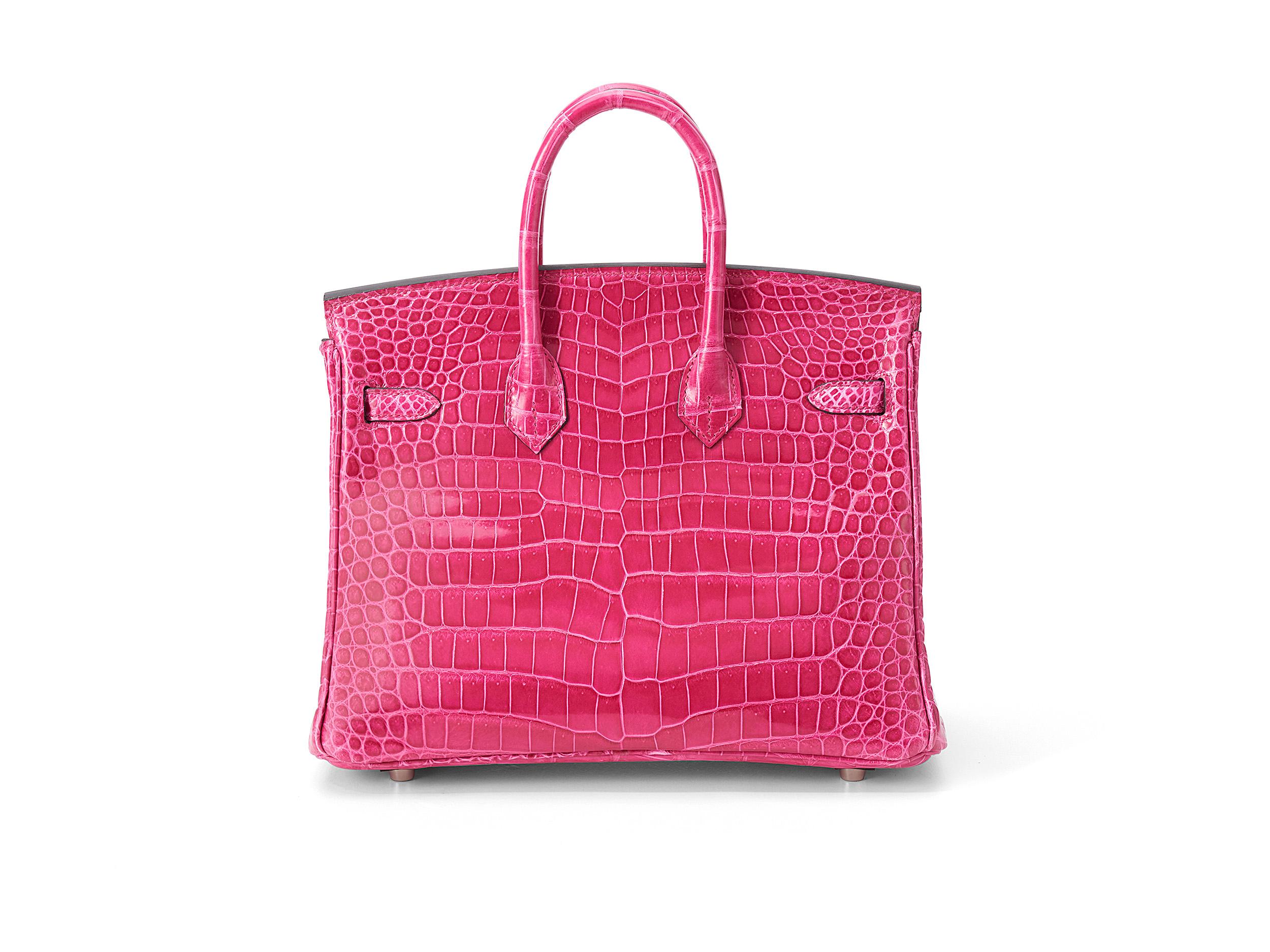 Hermès Birkin 25 Crocodile Porosus Lisse Rose Mexiko Palladium Hardware Neuf - En vente à Berlin, DE