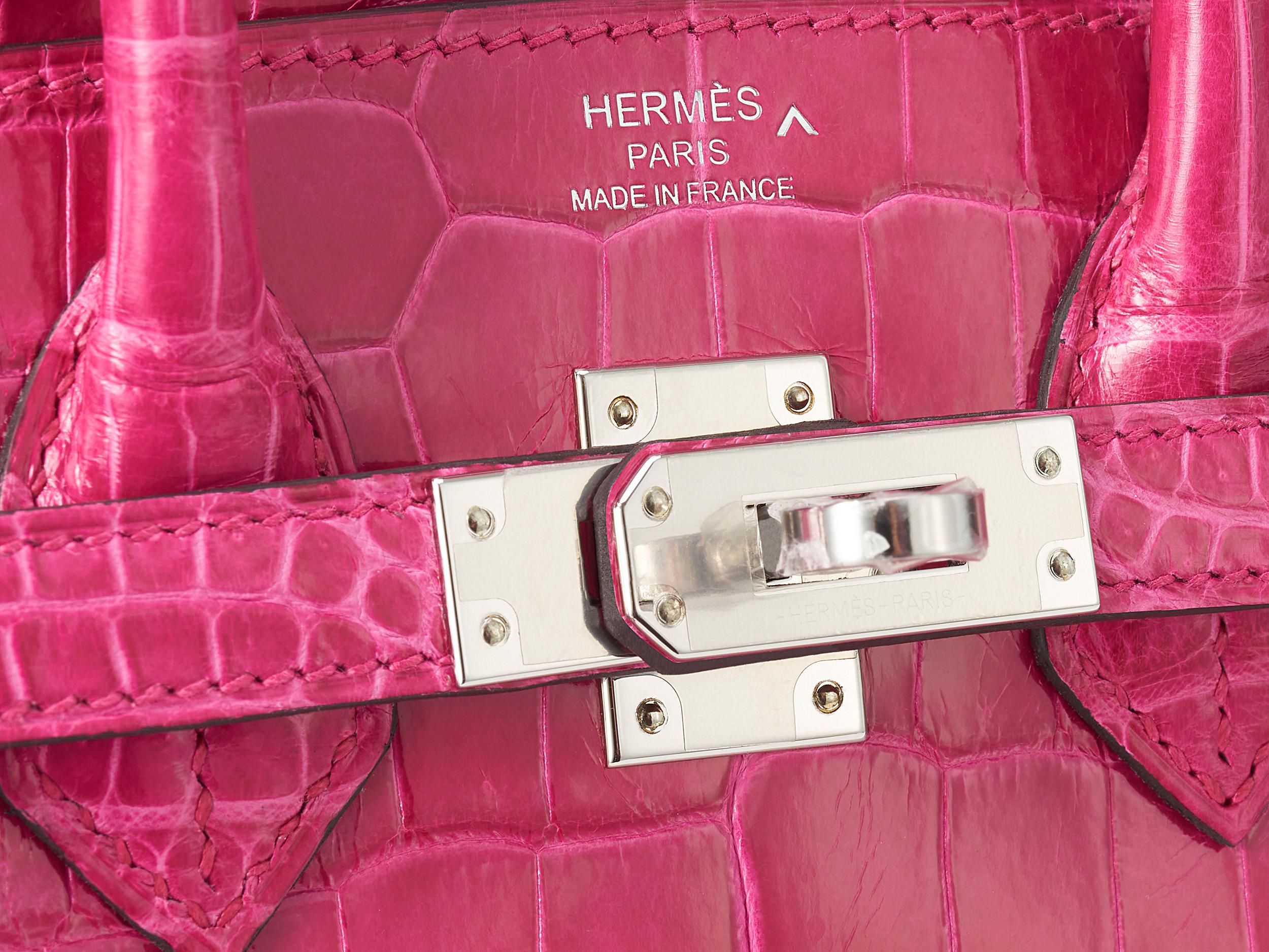 Hermès Birkin 25 Crocodile Porosus Lisse Rose Mexiko Palladium Hardware Unisexe en vente
