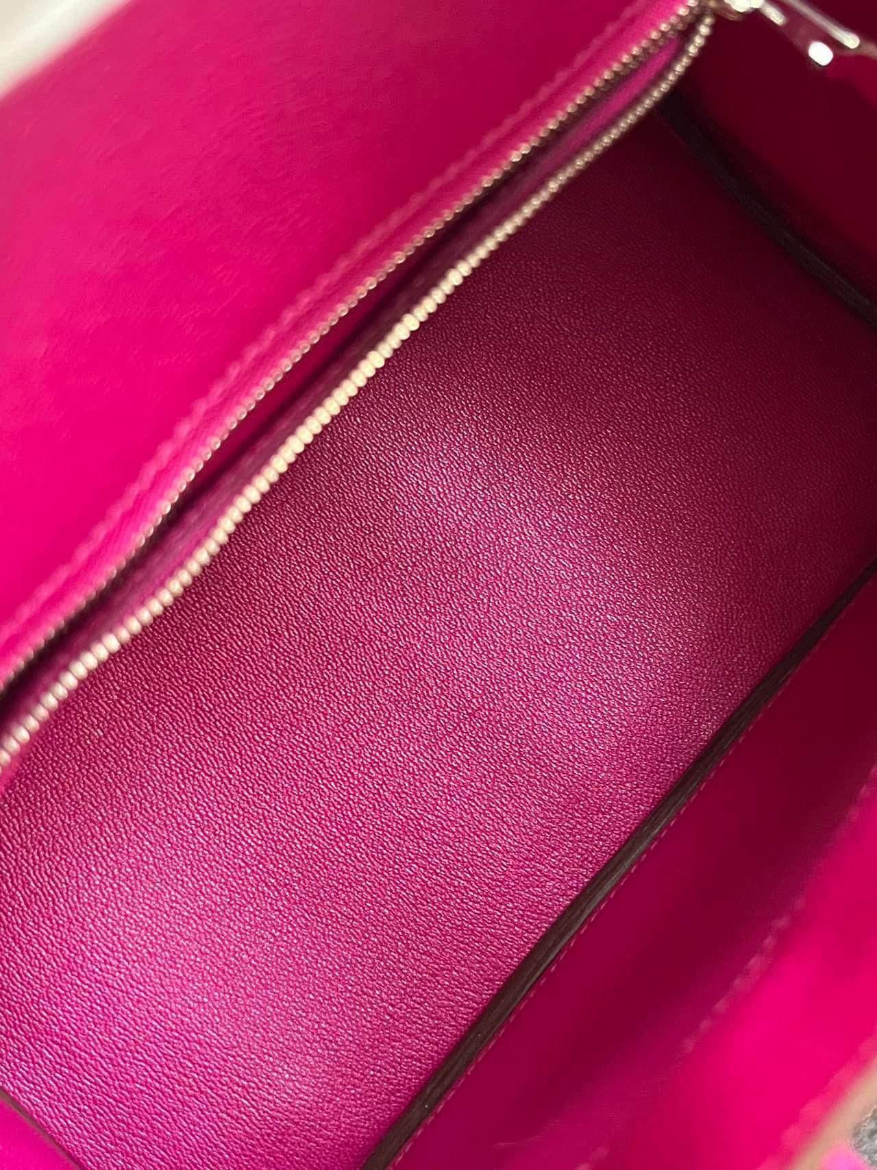 Hermes Birkin 25 Crocodile Porosus Rose Scheherazade with diamonds bag For Sale 7