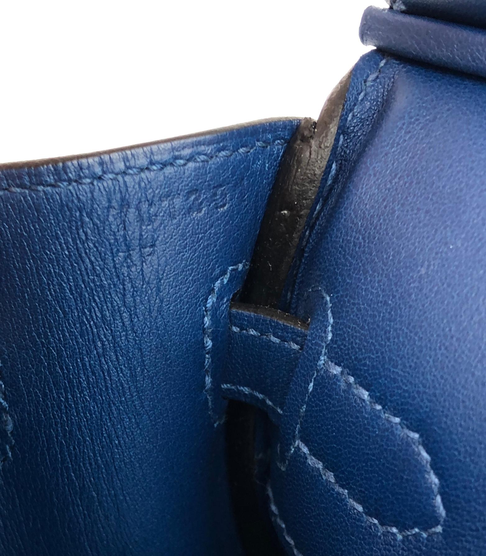 Hermes Birkin 25 Deep Blue Leather Palladium Hardware New 2020 at ...