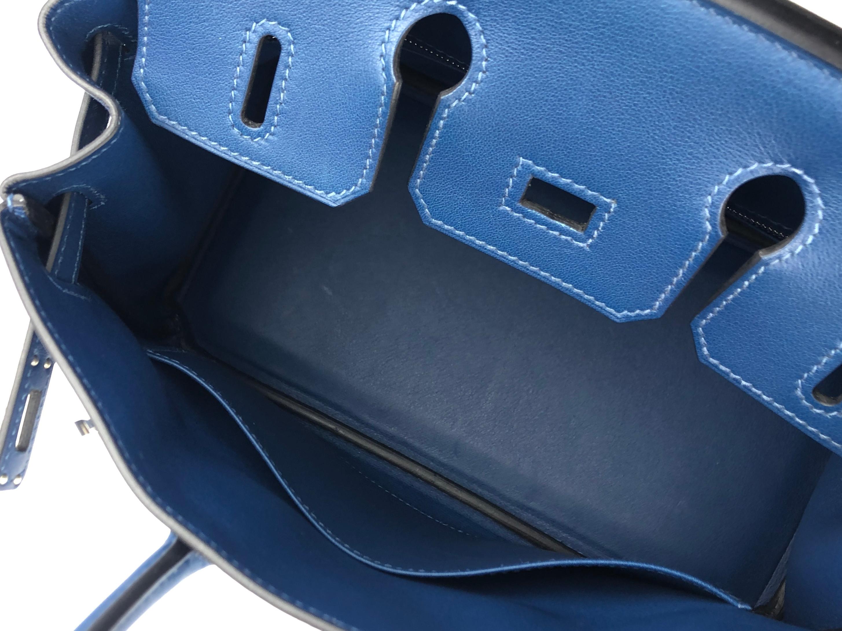 Hermes Birkin 25 Deep Blue Leather Palladium Hardware New 2020 2