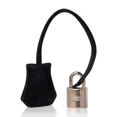 Hermes Birkin 25 Doblis Bag Black Suede Palladium Hardware