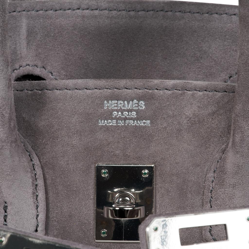Hermes Birkin 25 Gris Fume Doblis (Suede) Bag Palladium Hardware For Sale 1