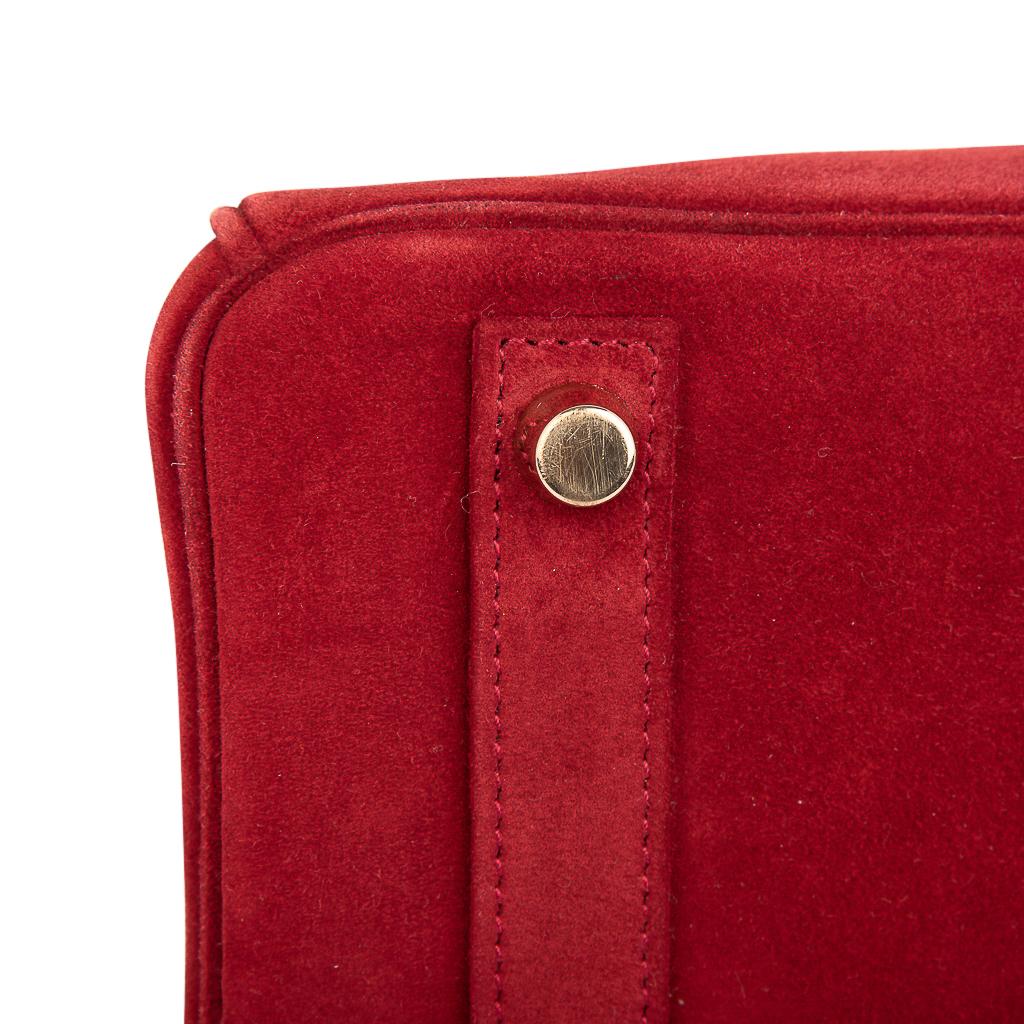 Hermes Birkin 25 Doblis Bag Rouge Vif Suede Gold Hardware 3