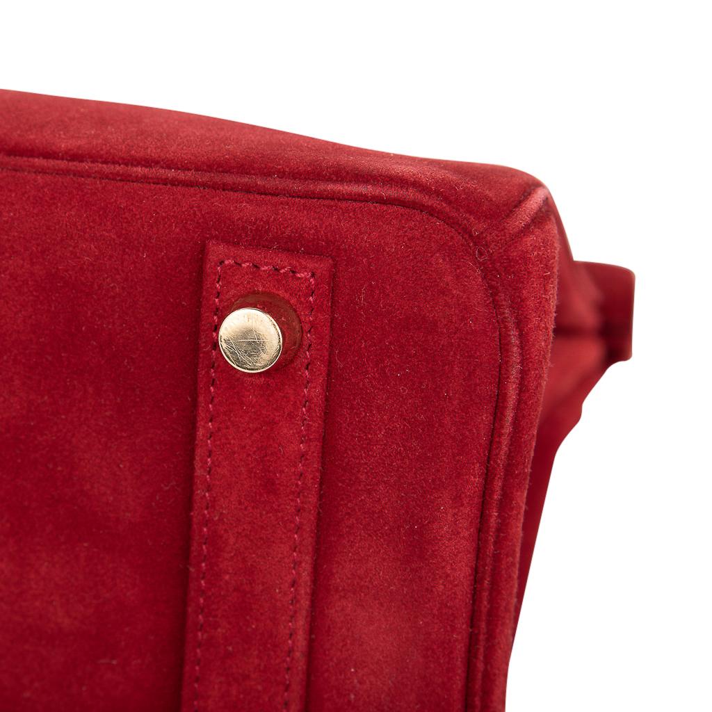 Hermes Birkin 25 Doblis Bag Rouge Vif Suede Gold Hardware 5