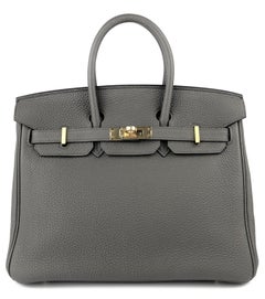 Hermes Birkin 25 Etain Gris Togo Cuir Handbag Gold Hardware 2020