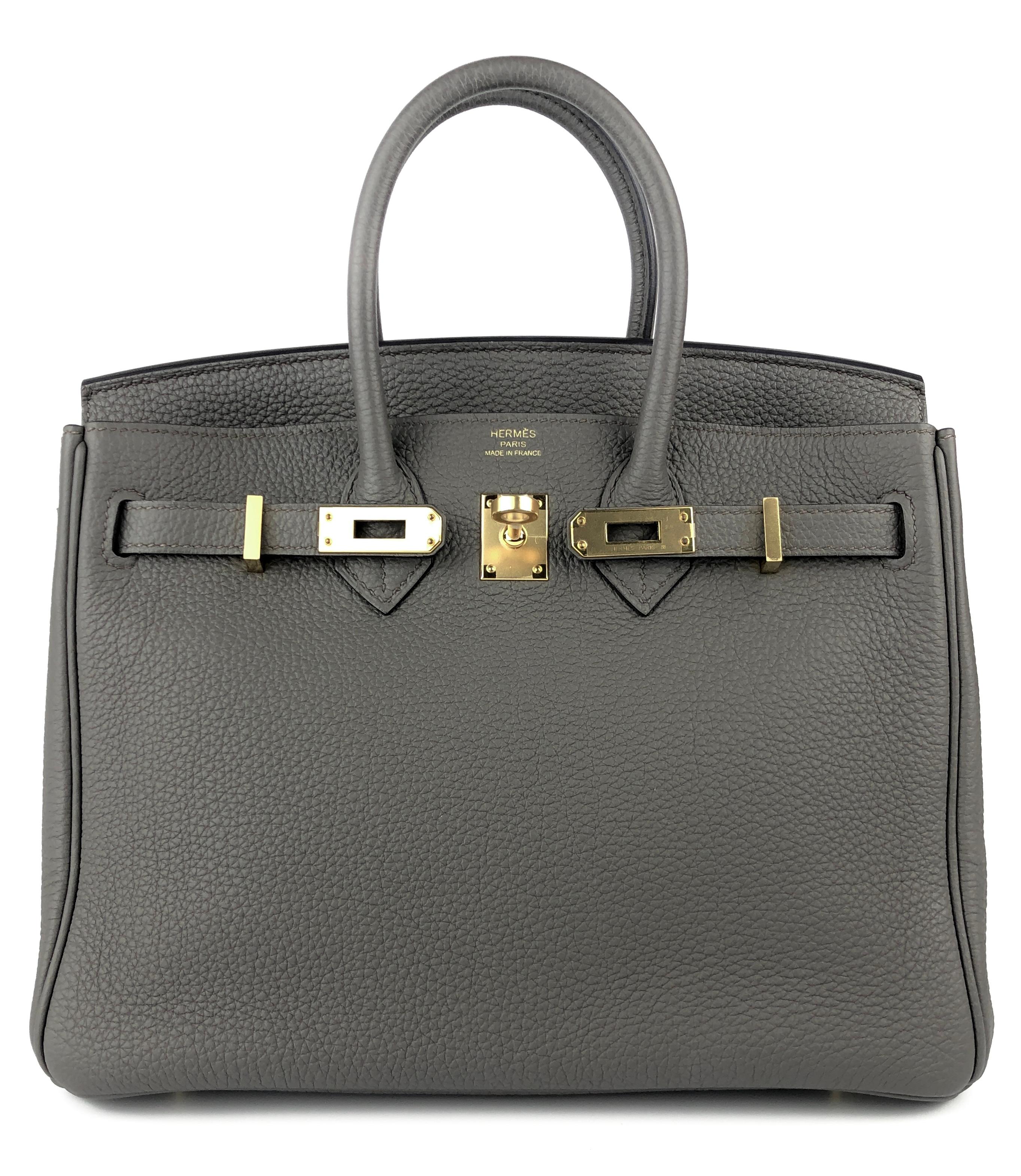 Hermes Birkin 25 Etain Gray Togo Leather Handbag Gold Hardware 2020 In New Condition For Sale In Miami, FL