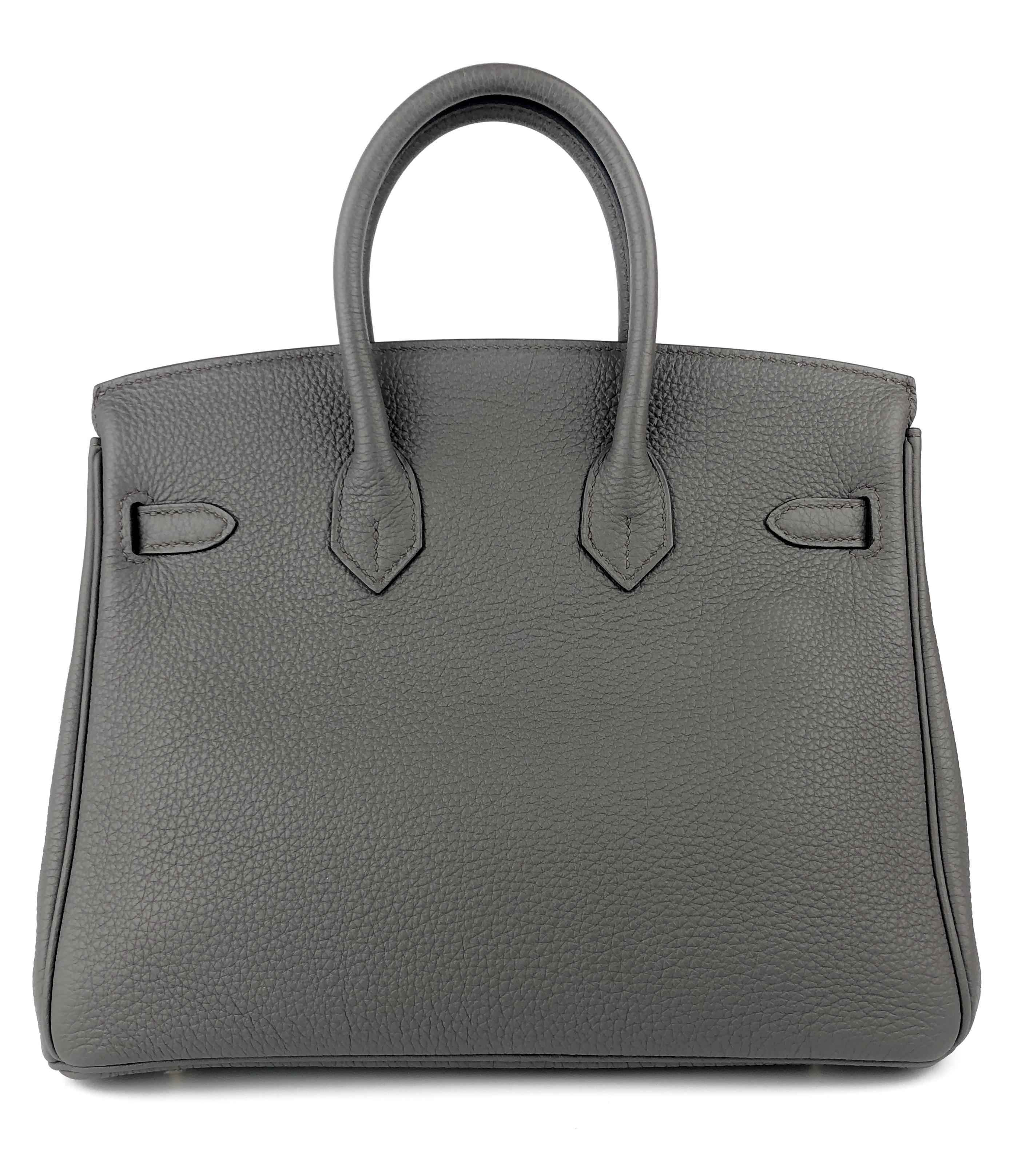 Women's or Men's Hermes Birkin 25 Etain Gray Togo Leather Handbag Gold Hardware 2020 For Sale