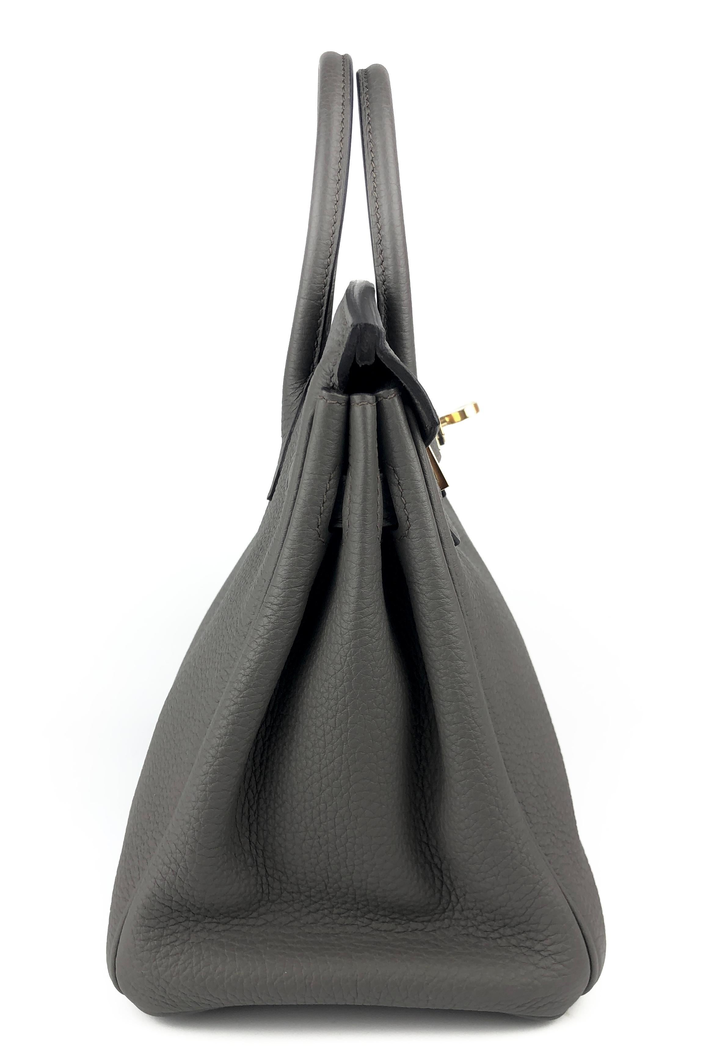 Hermes Birkin 25 Etain Gris Togo Cuir Handbag Gold Hardware 2020 en vente 3