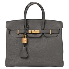 Hermes Birkin 25 Etain Togo Leather With Gold Hardware Handbag