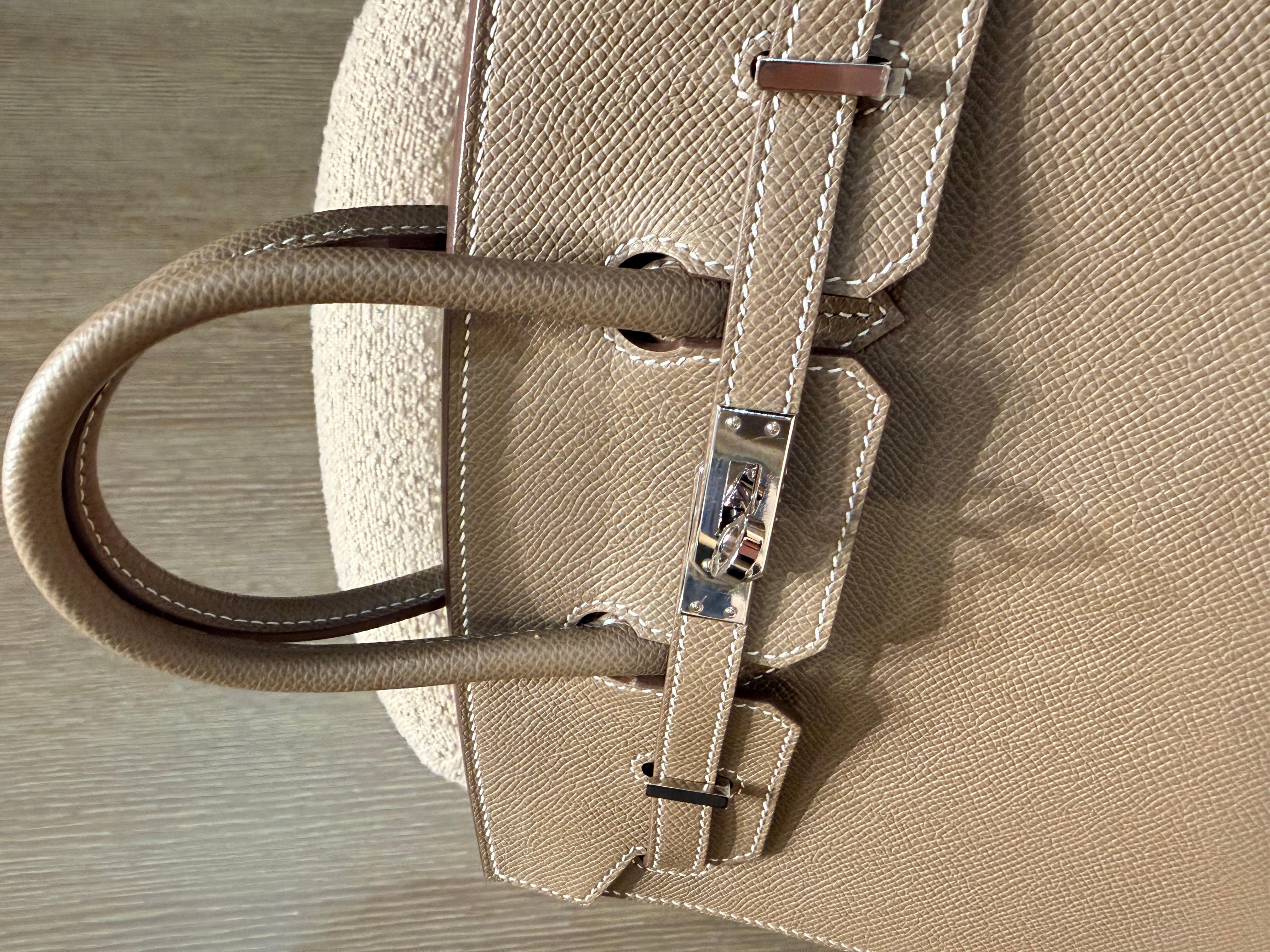 Hermes Birkin 25 Etoupe Epsom sellier palladium hardware im Zustand „Hervorragend“ im Angebot in London, England