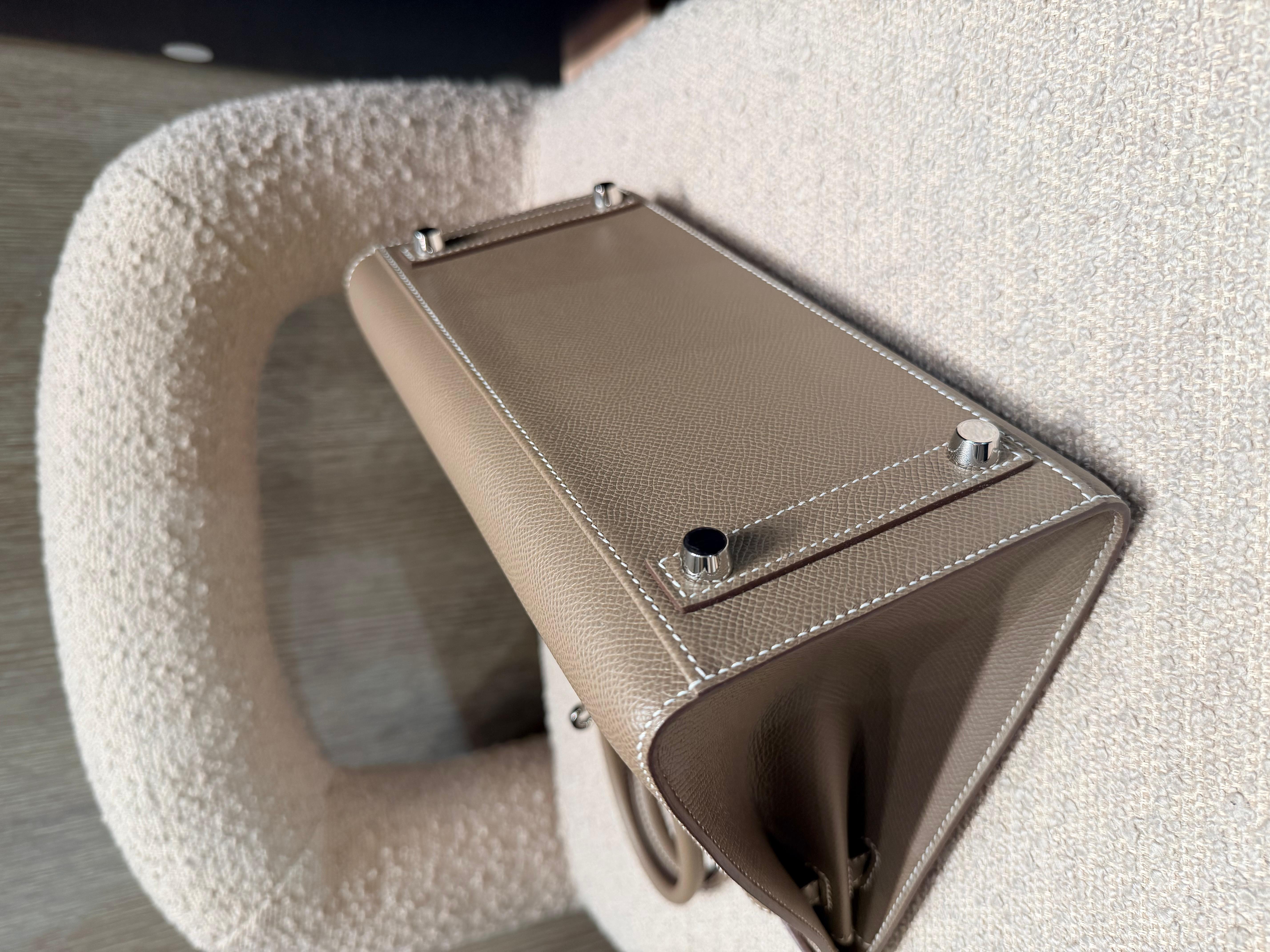 Hermes Birkin 25 Etoupe Epsom sellier palladium hardware für Damen oder Herren im Angebot