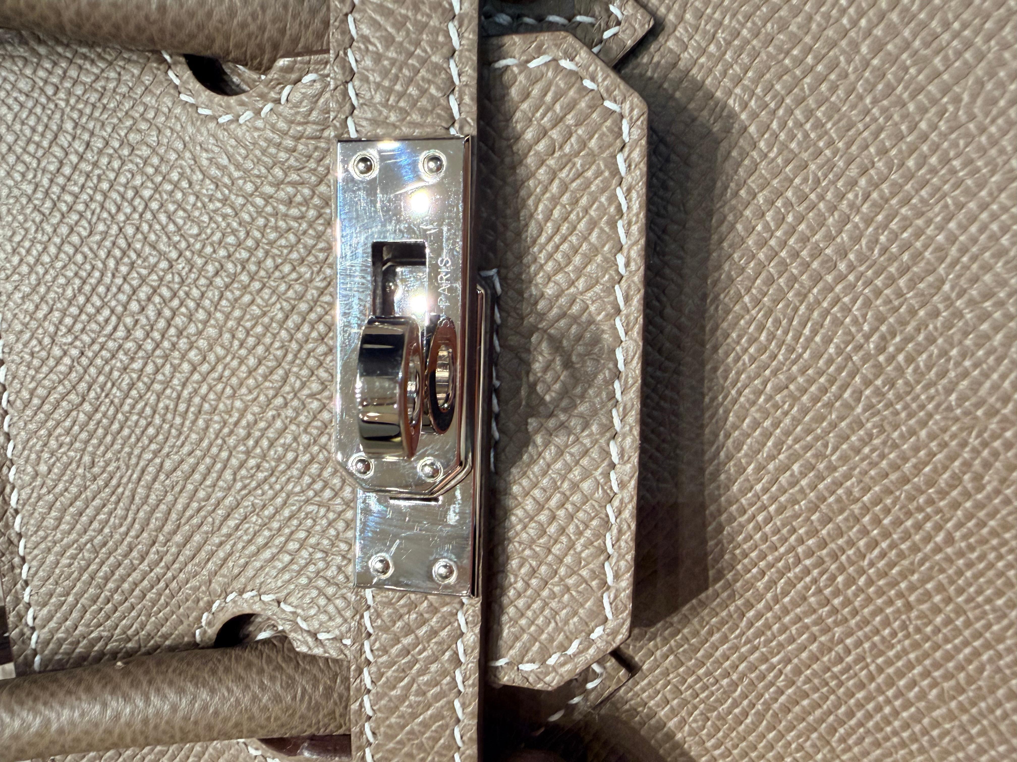 Hermes Birkin 25 Etoupe Epsom sellier palladium hardware im Angebot 1