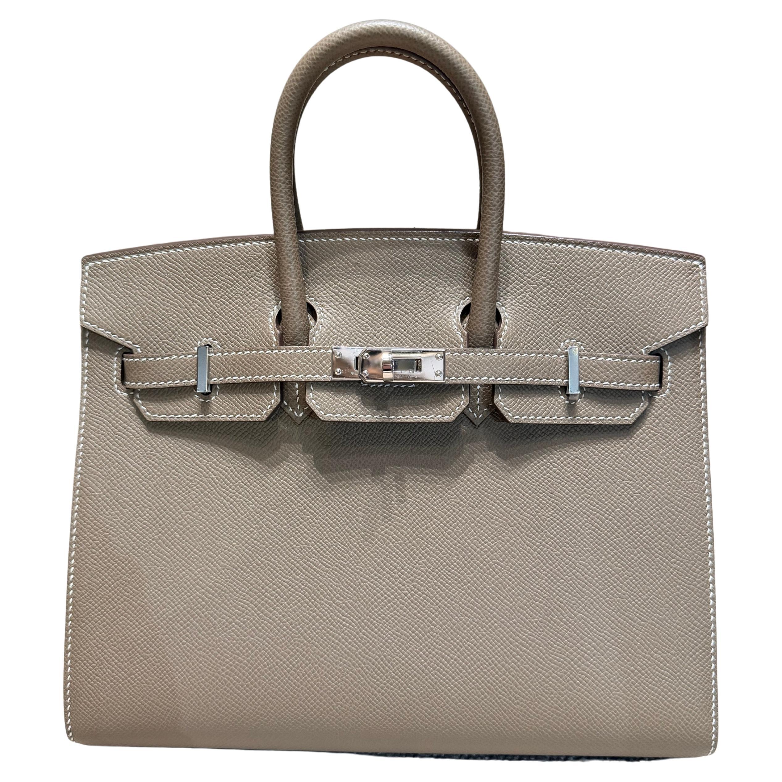 Hermes Birkin 25 Etoupe Epsom sellier palladium hardware
